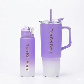 2’Li Matara Pipetli Mug Bardak Seti – 900 Ml Spor Suluk + 1500 Ml Pipetli Termal Mug Bardak, Günlük Kullanım İçin İçecek Seti ürün görseli 1