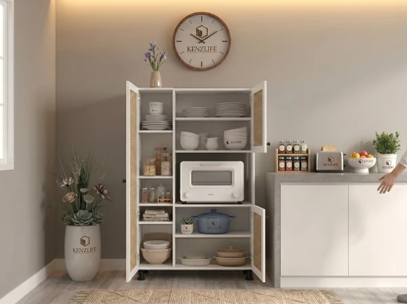Kenzlife mini fırın dolabı alpkuntsol mat beyaz 148*90*30 jut kare kapak suntalam gövde ürün görseli 1