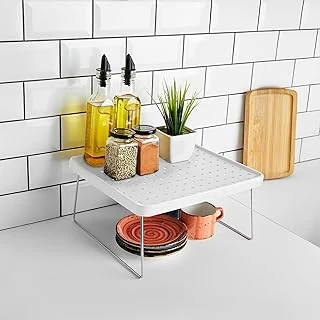 Deconox Dolap Içi Düzenleyici Katlanır Dekoratif Büyük Raf, Tabak, Bardak Rafı, Mutfak Düzenleme Rafı (Beyaz) (30Cm*30Cm*15Cm) ürün görseli 1