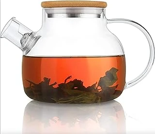 Promosyonca Borosilikat Cam Demlik, Bambu Kapaklı, Süzgeçli, 1000 Ml, Isıya Dayanıklı, Çay Kahve Bitki Çayı Için, Cam Çaydanlık (Düz) ürün görseli 1