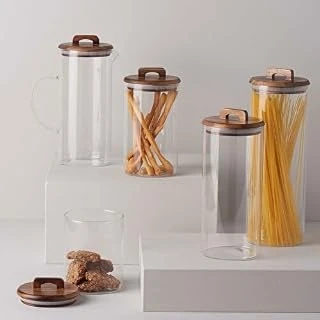 Linens Handle Cam-Akasya Kapak 10X10X24 Cm Kavanoz ürün görseli 1