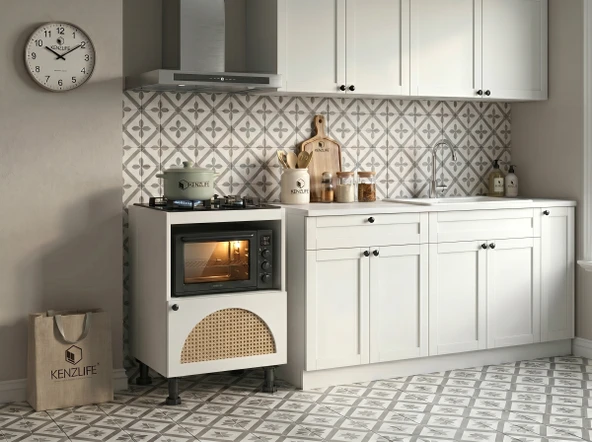 Kenzlife ocak dolabı doğangün mat beyaz 85*60*56 hazeran oval kapak suntalam gövde ürün görseli 1