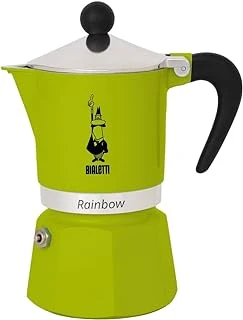 - Rainbow: 3 Cups Ocak Üstü Espresso Pişirici - 130Ml - Yeşil Renk - Alüminyum Gövde - Güvenlik Valfi - Tüm Ocak Türleri İçin Uygundur (İndüksiyon Hariç) ürün görseli 1