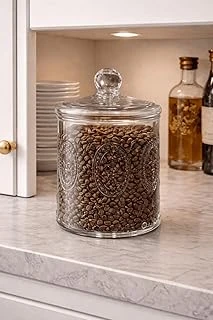 1000 Ml. Desenli Cam Kapaklı Kavanoz - Orta Boy Cam Saklama Kabı ürün görseli 1