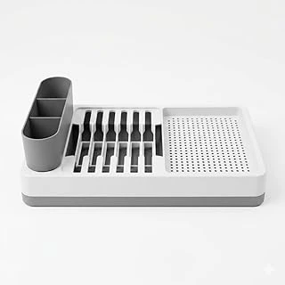 Tezgah Üstü Bulaşık Kurutmalık, Çok Bölmeli Tabak Bardak Düzenleyici, Kaşıklıklı Mutfak Organizer 42 Cm ürün görseli 1