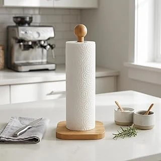 Deconox%100 Doğal Bambu Kare Kağıt Havluluk - Minimalist Dik Ahşap Havlu Standı (12X28 Cm, 1 Adet) ürün görseli 1