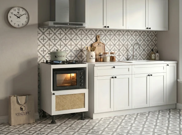 Kenzlife ocak dolabı doğangün mat beyaz 85*60*56 jut kare kapak suntalam gövde ürün görseli 1