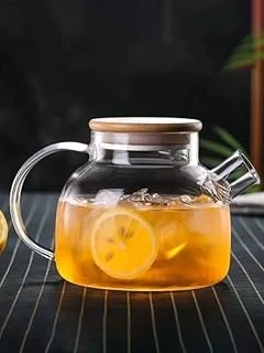 Deconox Vakumlu Bambu Kapaklı Isıya Dayanıklı Borosilikat Cam Demlik, Süzgeçli (1000 Ml) | Teapot.Deconox Vakumlu Bambu Kapaklı Borosilikat Cam Demlik – Süzgeçli Isıya Dayanıklı Teapot (1000 Ml) ürün görseli 1