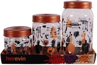 Herevin 139357-810 Desenli Kavanoz Seti 3'Lü (425-660-1000 Ml) ürün görseli 1