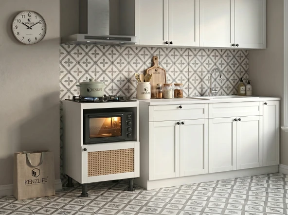 Kenzlife ocak dolabı doğangün mat beyaz 85*60*56 hazeran kare kapak MDF gövde ürün görseli 1