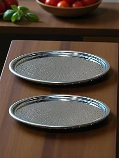 Paslanmaz Çelik Delikli Pizza Fırın Tepsisi Lahmacun Fırın Tepsisi 2'Li Set 28 32 Cm ürün görseli 1