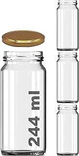 3 Adet 224 Ml Cam Kavanoz, Gold Metal Kapaklı, Şeffaf Konserve Kavanozu (224 Mililitre) ürün görseli 1