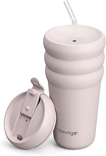 3 Bubble Two-Cap Straw Tumbler Çelik Termos 600 Mililitre Quartz St-248 ürün görseli 1