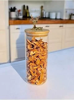 Yenigeldi (9X20 Cm) 2 Adet Parlak Şeffaf Renk Geyikli Cam Saklama Kabı Geyik Başlı Y-532,Şeffaf ürün görseli 1