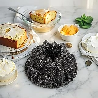 Deconox Thermo Döküm Gövdeli Everest Kek Kalıbı 24Cm, Dilimli Döküm, Siyah Granit Benekli Pişirme Kabı, Kolay Çıkarma, Dayanıklı Alüminyum Alaşım ürün görseli 1