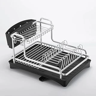 Mallart® 2 Katlı Alüminyum Bulaşıklık 30X42X25 Cm – Su Tahliyeli, Paslanmaz Tezgah Üstü Kurutma Rafı | Çatal Kaşık Bardak Tabak Düzenleyici ürün görseli 1