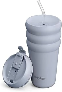 3 Bubble Two-Cap Straw Tumbler Çelik Termos 600 Ml Zen St-246 ürün görseli 1