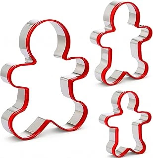 Gingerbread Adam Kurabiye Kalıbı 3’Lü Set, Silikon Kaplı Güvenli Kenar, Paslanmaz Çelik Dayanıklı Kesim Aparatı, Kolay Temizlenir, Kurabiye Şekillendirme İçin Ev Tipi Pasta Hamur Kalıbı ürün görseli 1