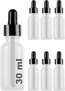 Afracam 30 Ml Metal Kapaklı Damlalık Dropper Şişesi 30 Cc Cam Şişe 6 Adet (Siyah Kapak, Şeffaf) ürün görseli 1