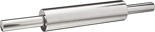 Aee® Paslanmaz Çelik Merdane – Hamur Açma Rulosu Dönmeli Metal Oklava – Ergonomik Saplı Döner Başlıklı Rolling Pin Profesyonel Kullanım – 25 Cm Rulo + 2X9 Cm Sap – Toplam 43 Cm ürün görseli 1