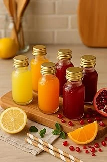 6 Adet Şeffaf Cam Shot Şişesi Sızdırmaz Gold Metal Kapaklı Kolonya Koku Süs Çok Amaçlı Şişe 30Ml ürün görseli 1