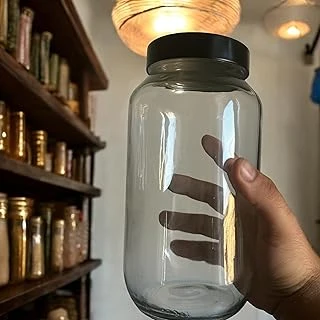 1500 Cc Siyah Kapaklı Cam Kavanoz – Geniş Ağızlı, Dayanıklı, Hava Geçirmez Kapaklı Saklama Kavanozu ürün görseli 1