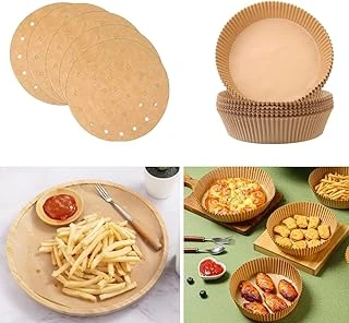 200 Adet Air Fryer Pişirme Kağıdı Tek Kullanımlık Hava Fritöz Yağlı Kağıdı Yuvarlak Delikli Tabak Model ürün görseli 1