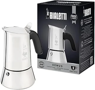 - Venus: 2 Cups Ocak Üstü Espresso Pişirici - 85Ml - Gümüş Renk - Paslanmaz Çelik Gövde - Güvenlik Valfi - Tüm Ocak Türleri İçin Uygundur (İndüksiyon Hariç) ürün görseli 1