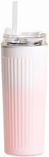 304 L Çelik 500 Ml. Pembe Beyaz Degrade Pipetli El Termos Mug Cin913Pm ürün görseli 1