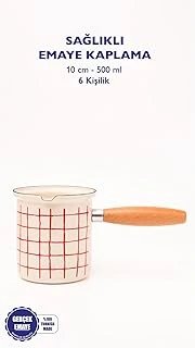 Cupid Kareli Emaye Ahşap Saplı Cezve (500Ml-6 Kişilik) ürün görseli 1