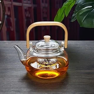 Deconox Bambu Saplı Isıya Dayanıklı Borosilikat Cam Süzgeçli Demlik 1000Ml, Isıya Dayanıklı Cam Bitki Çayı Demliği 1000Ml ürün görseli 1