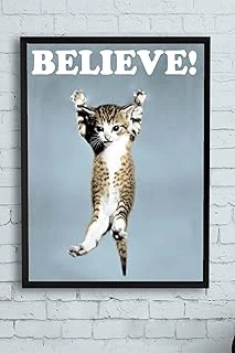 Postermanya (Pster10215) Believe Cat Hayvan Çerçeveli Tablo (30 X 40Cm) ürün görseli 1