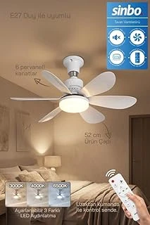Sinbo Sf-7708 3 Led Aydınlatmalı Sessiz Tavan Vantilatörü Kumandalı 6 Kanatlı ürün görseli 1