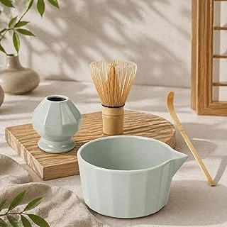 4Lü Matcha Set Kase Kaşık Whisk Tutucu Bambu Whisk Çırpıcı Bambu Kaşık Mt248 ürün görseli 1