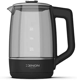 Xenon Akıllı Kettle Paslanmaz Çelik Uygulama Kontrollü Otomatik Kapanma Hızlı Kaynatma Kolay Temizlik Kaçak Akım Korumalı Led Işıklı Cam Hazneli Su Isıtıcısı 1.7 Lt (Siyah) X7103 ürün görseli 1