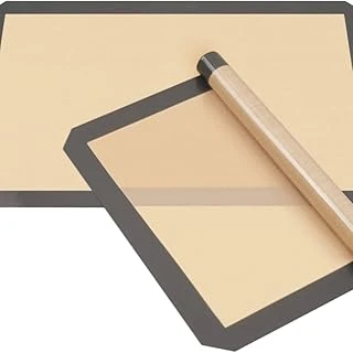 Yenigeldi 2 Adet Gri Renk Silikon Kenar Ortası Cam Elyaf Yanmaz Yapışmaz Pişirme Hamur Açma Matı 40 * 30 Cm,Gri ürün görseli 1