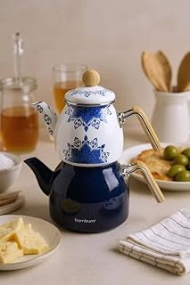 Bambum Unique - Bambu Kulplu Emaye Çaydanlık Takımı Lacivert ürün görseli 1