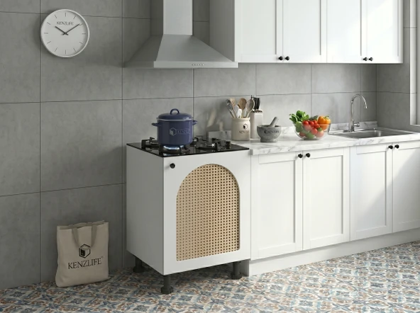 Kenzlife ocak dolabı kamuran mat beyaz 85*60*56 hazeran oval kapak suntalam gövde arkalıksız ürün görseli 1