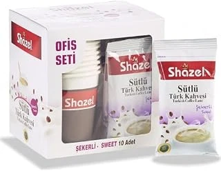 Shazel Hazır Sütlü Türk Kahvesi Şekerli - Ofis Seti - 11 Gr. 10'Lu Kutu ürün görseli 1