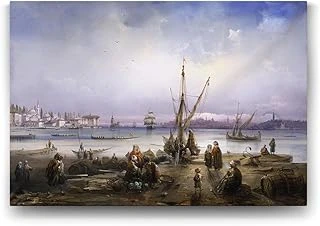 Osmanlıda İskele Kıyısı Tablosu - 45X30Cm ürün görseli 1