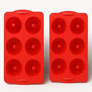 Vivaluxe 6 Hazneli 2 Adet Silikon Kek Kalıbı, Avrupa Sınıfı Yivli Mini Kek Tavası, Kırmızı, Gıda Sınıfı Yapışmaz Silikon, Fda Lfgb Onaylı, Jöle Kek Pişirme Için ürün görseli 1