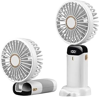 Taşınabilir El Vantilatörü, Mini Katlanabilir Masa Fanı, 5 Hızlı Usb Şarj Edilebilir Fanlar, Ev Ofis Seyahati Için Led Ekranlı Akülü Mini El Fanı (Beyaz) ürün görseli 1