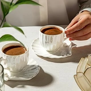 Nehir Perla 6 Kişilik 12 Parça Porselen Kahve Fincan Takımı Beyaz, 8697076300343 ürün görseli 1