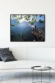 Postermanya (Pster10772) Yeşil Dağ Manzara Çerçeveli Tablo (30 X 40Cm) ürün görseli 1