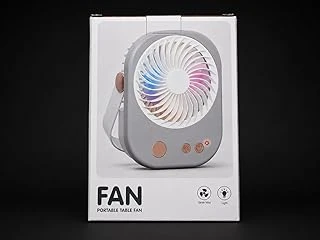 Aksu Mini Şarjlı Masaüstü Fan – Rgb Işıklı Ayaklı Tasarım Çantada Taşımaya Uygun (Karma Renk) ürün görseli 1