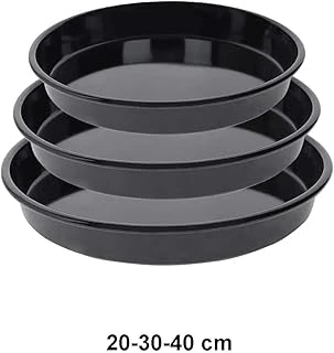 Cook-Lab 20-30-40 Cm 3'Lü Siyah Parlak Emaye Yuvarlak Fırın Tepsi Seti Siyah 30 Cm ürün görseli 1