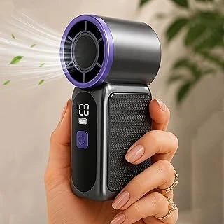 Coverzone 9Cmx4Cm Mini Küçük El Fanı Taşınabilir Şarjlı Dijital Göstergeli Ayarlanabilir Hız Kademeli Taşınabilir Soğutucu Fan Usb-C Şarjlı Masaüstü Seyahat Ofis Kamp Için Vantilatör Fs-24 ürün görseli 1