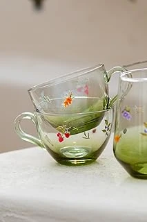 Rakle Jardin Çay Fincanı Seti - Yeşil Kristal Cam - 2 Parça 240Cc Fincan Tabak - El İşçiliği Detaylar - Çay Servisi ürün görseli 1