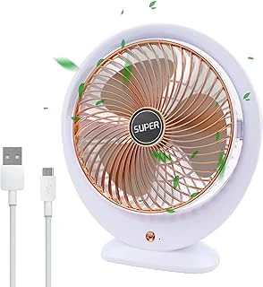 Usb Masa Vantilatörü Elektrikli Mini Masa Vantilatörü 3 Hız Ayarlanabilir Güçlü Rüzgar 360 ° Döndürme Taşınabilir Masaüstü Fan Ofis Ev Yatak Odası Dış Mekan Kamp Için Sessiz Soğutma Fanı (Altın B) ürün görseli 1