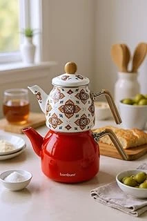 Bambum Unique - Bambu Kulplu Emaye Çaydanlık Takımı Turuncu ürün görseli 1